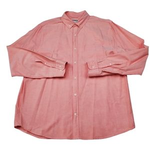 Men's Express Long Sleeve Button Down Dress Shirt Slim XL Salmon Pink 100% Cott